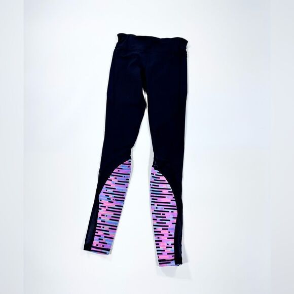 Iviva long stretch sheer panel with pink accent leggings 12 - Picture 1 of 12